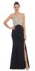 Rhinestones Mesh Top Flared Skirt Long Prom Dress in Black